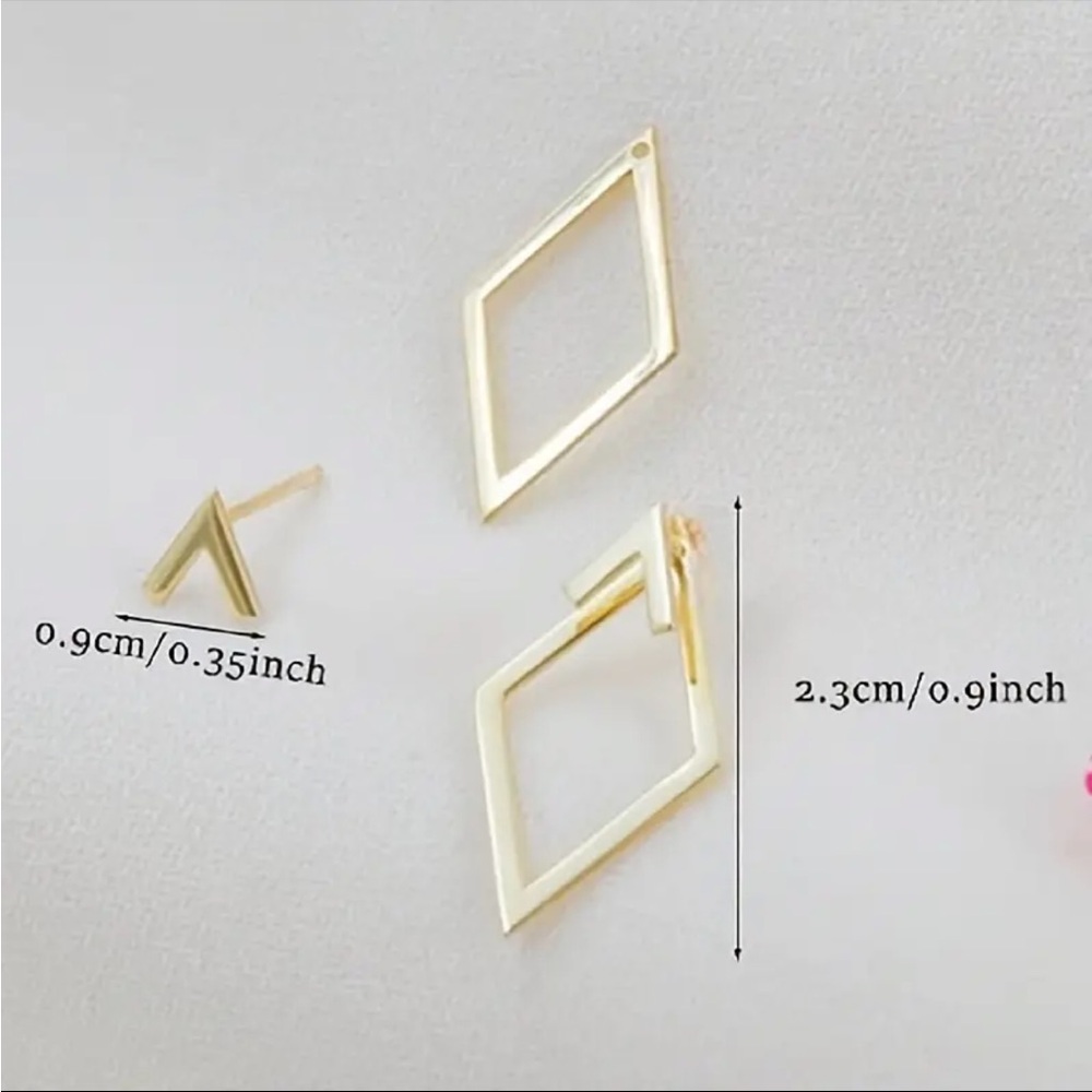 Silver Geometric Double Layer Earrings - image 6
